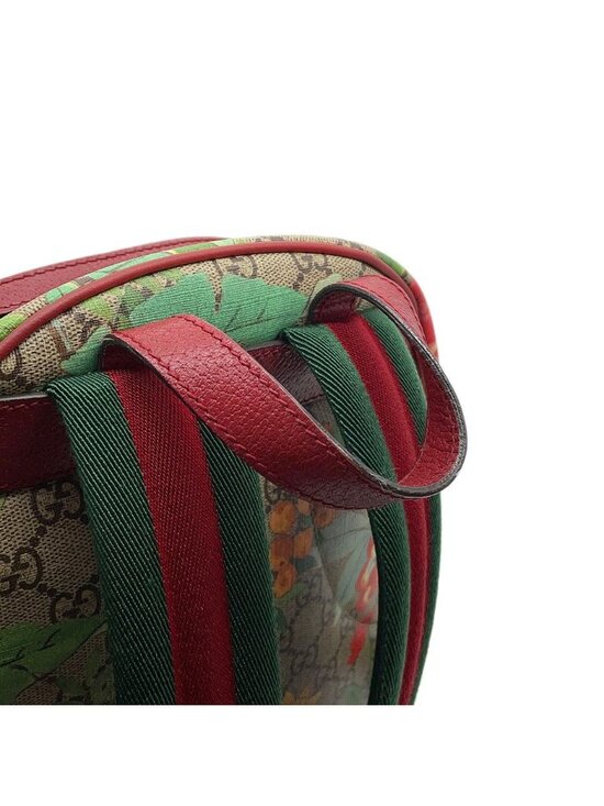 Gucci Tian Backpack Flower Bird GG Supreme Leather Sac